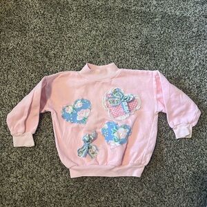 Vintage 90s Pink Toddler Heart-Appliqué Sweatshirt
